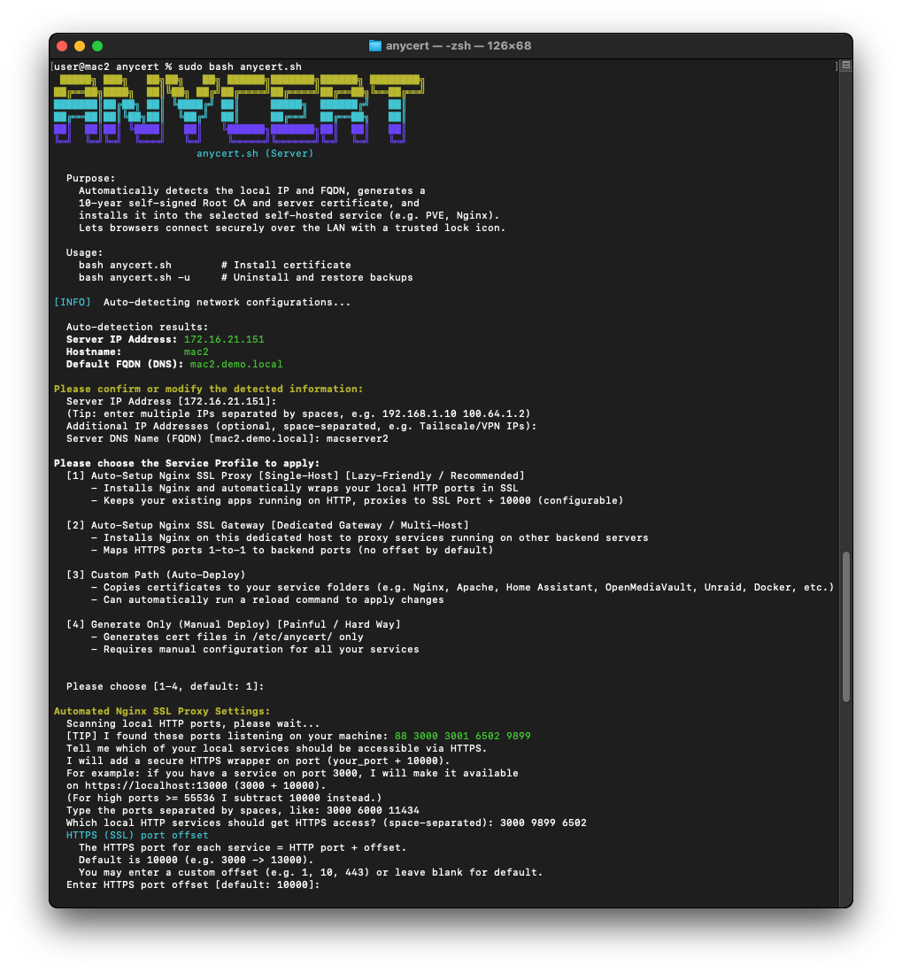 Server Setup Command Interface
